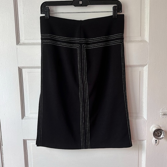 Vintage Express Black High Waist Bodycon Pencil Skirt Contrast Stitching Stretch - Picture 8 of 15